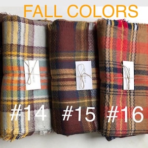 Fall Colors Blanket Scarves, Plaid Blanket Scarves, Blanket Scarves Tartan, gift ideas