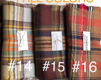 Herfstkleuren dekensjaals, geruite dekensjaals, dekensjaals tartan, cadeau-ideeën