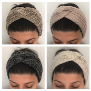 Beige Knitted headband, Winter headband, Ear warmer