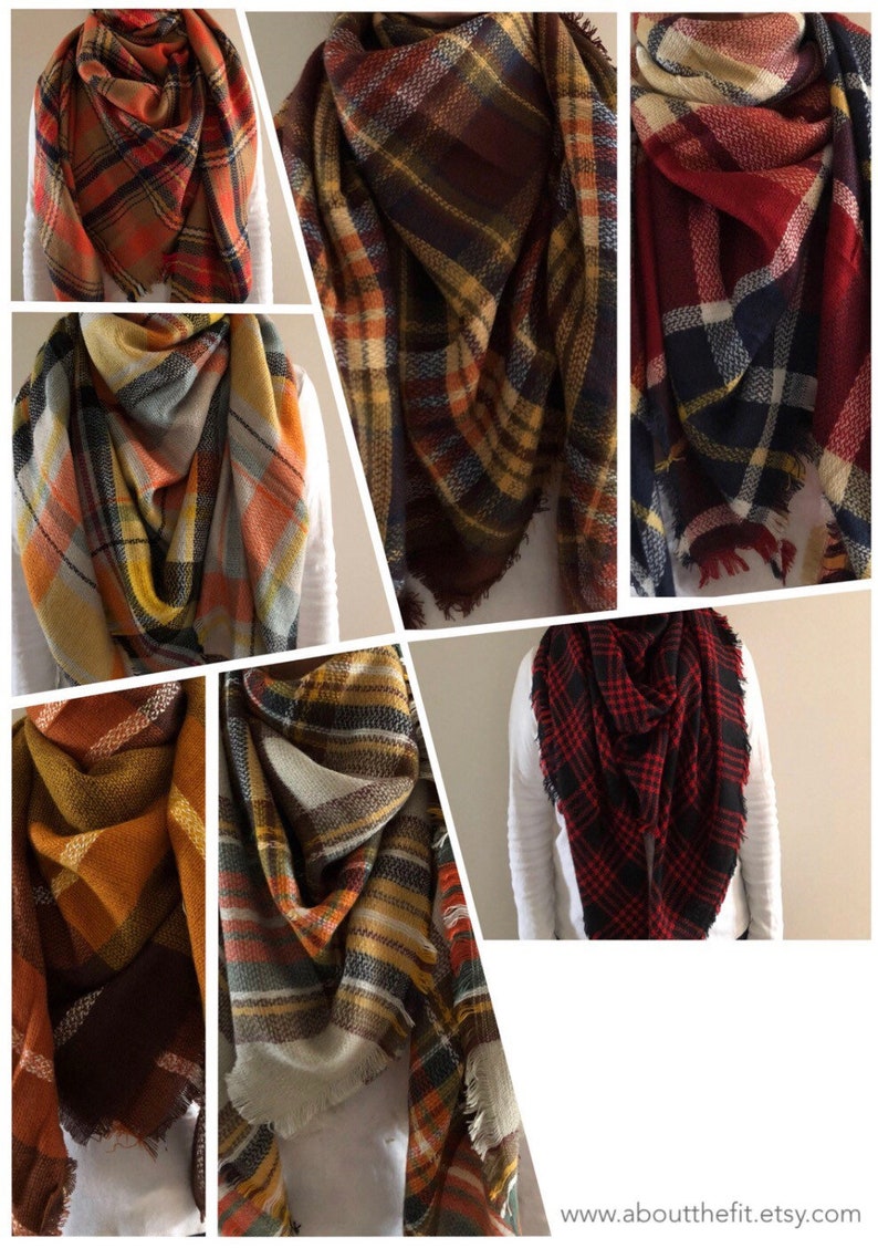 Blanket Scarf Plaid Tartan Blanket Scarf Tartan Shawl Etsy