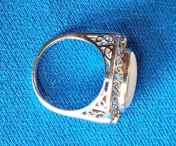 MOP Set in Sterling Open Scroll Mounting, Two Pin… - image 2