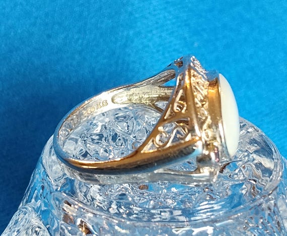 MOP Set in Sterling Open Scroll Mounting, Two Pin… - image 4