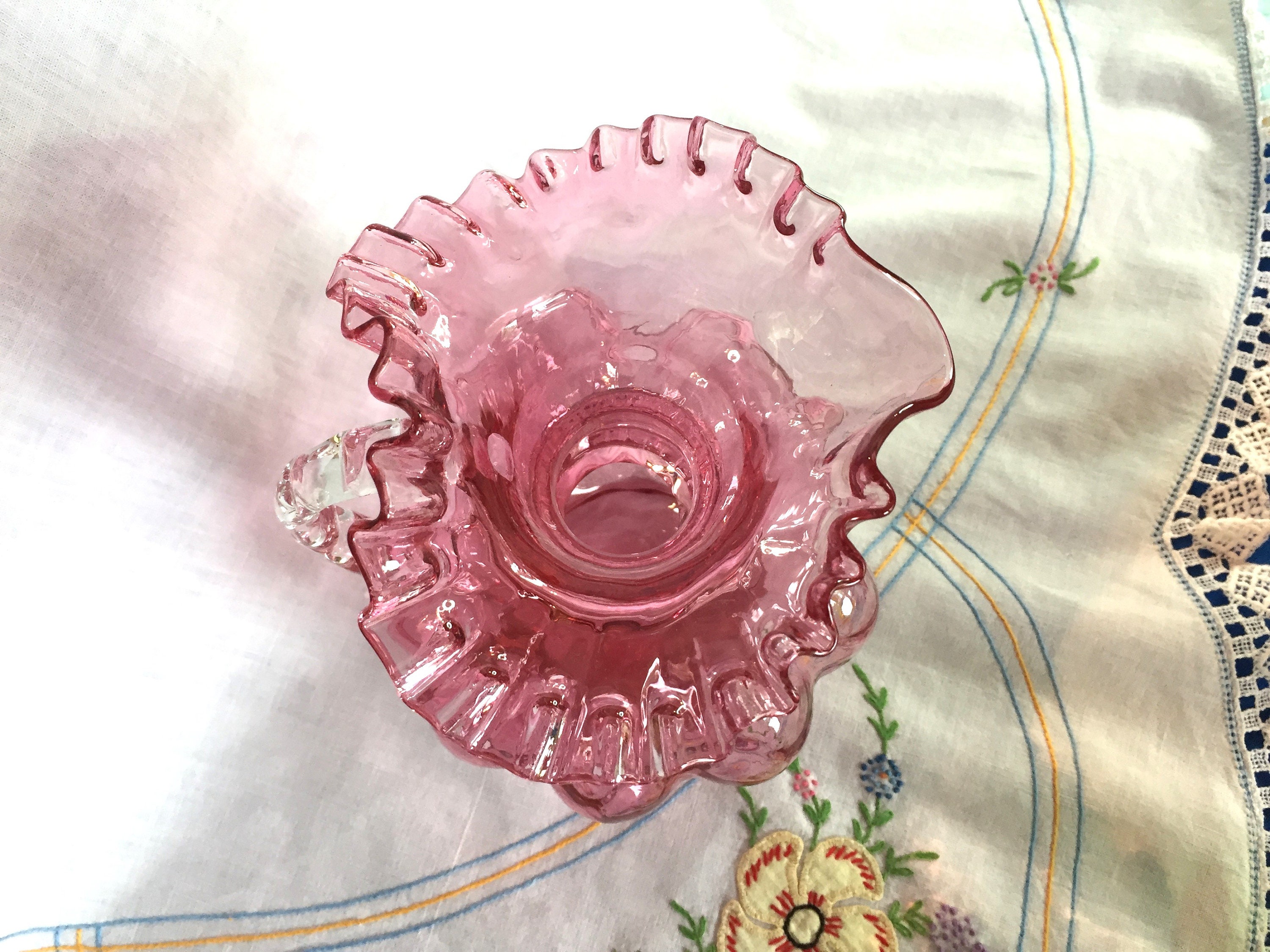 Fancy Fenton Cranberry Optic Melon Pitcher, 1940's - Etsy