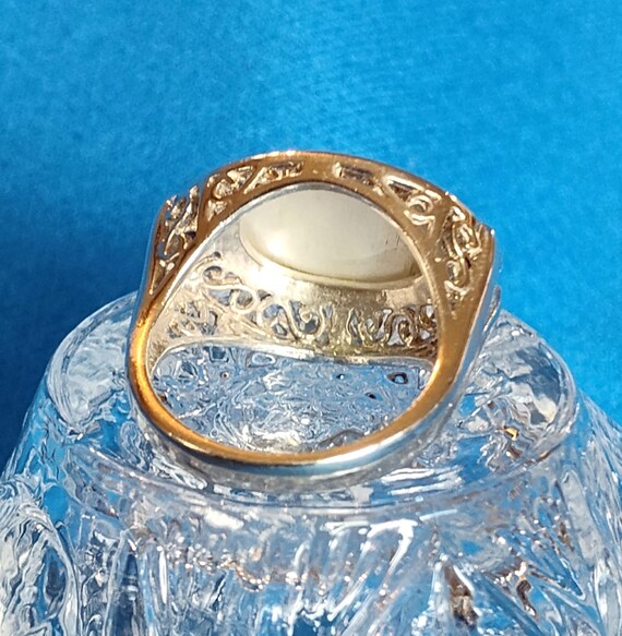 MOP Set in Sterling Open Scroll Mounting, Two Pin… - image 5