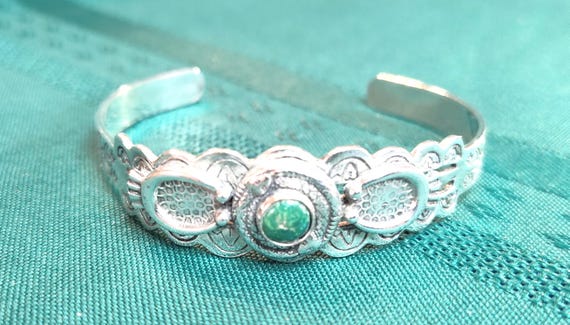 Unsigned Sanford Native American Silverplate Brac… - image 1