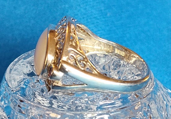 MOP Set in Sterling Open Scroll Mounting, Two Pin… - image 6