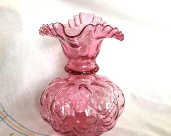 Fancy Fenton Cranberry Optic Melon Pitcher, 1940's - Etsy