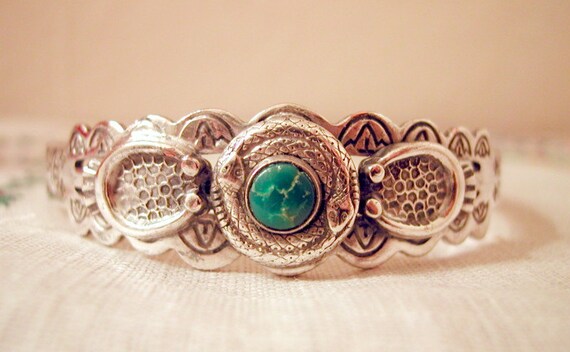 Unsigned Sanford Native American Silverplate Brac… - image 4