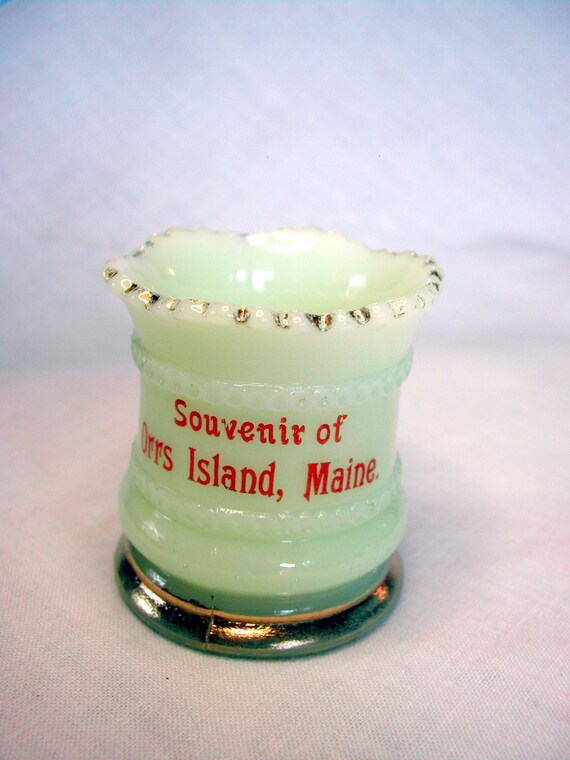 Orrs Island Maine Custard Glass Toothpick Holder Etsy
