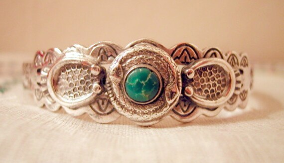 Unsigned Sanford Native American Silverplate Brac… - image 2