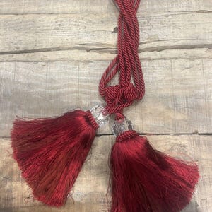 Large Pair Red Tassel Curtain Drapery Tiebacks Swarovski Crystal Home Decor Accessory