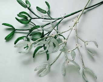 Mistletoe, Christmas decor, beaded mistletoe, artificial mistletoe