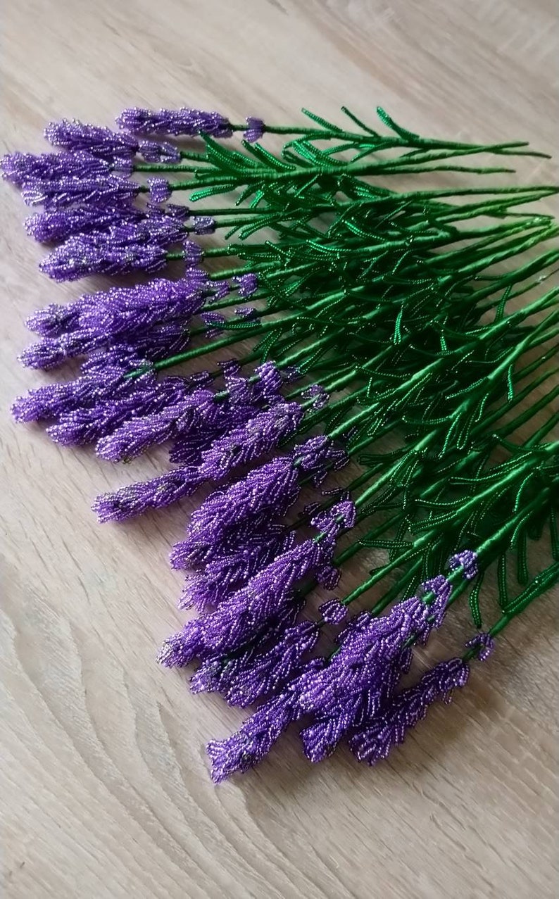 Lavender French beaded lavender single stem artificial | Etsy