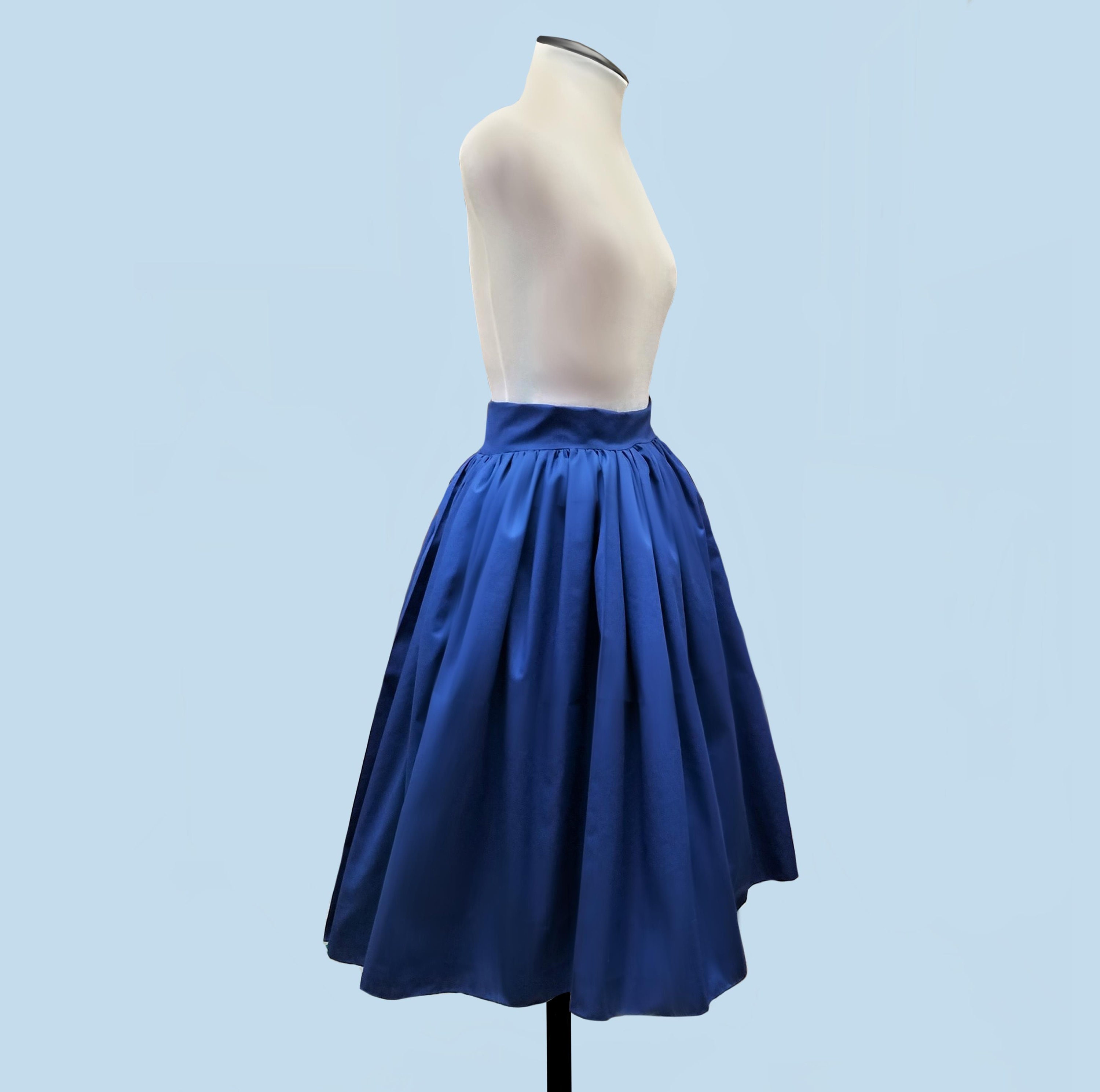 Royal Blue Peasant Skirt With Attached Petticoat Full Gathered Etsy