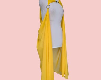Marigold Yellow Chiffon Fantasy Costume Hooded Cape