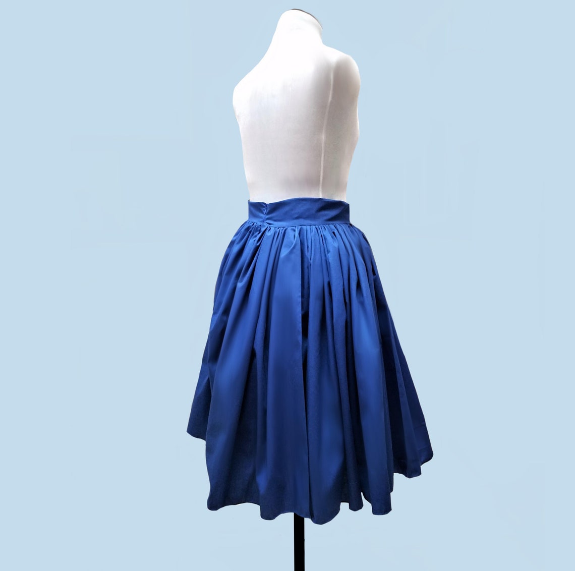 Royal Blue Peasant Skirt With Attached Petticoat Full Gathered Etsy
