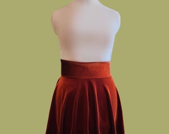 Velvet Rust Skirt Stretch Material Comfortable Everyday Dress Custom Autumn Fall Casual