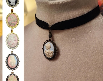 Custom Cameo Necklace Disney Princess Skull Velvet Renaissance Renfaire Gift Fantasy Make Your Own Hand Made