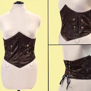 Steam Punk Victorian Underbust Corset Pointed Faux Leather