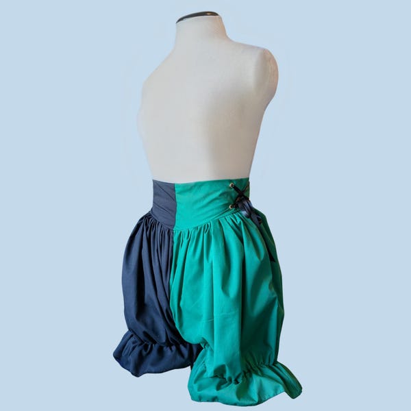 Jester Bloomers Shorts Clown Green and Black Pants Renaissance Renfaire LARP Fantasy Costume