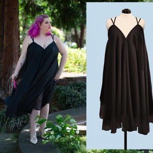 Sheer Black Chiffon Dress Double Strap Adjustable Gown