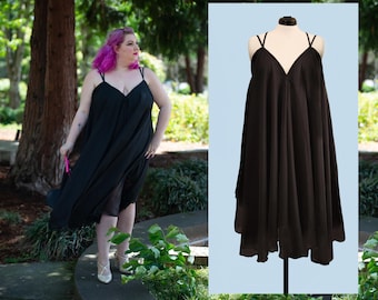 Sheer Black Chiffon Dress Double Strap Adjustable Gown