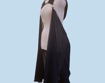 Navy Blue Chiffon Fantasy Costume Hooded Cape
