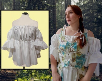 Peasant Blouse Off Shoulder White Shirt for Renaissance LARP Cosplay
