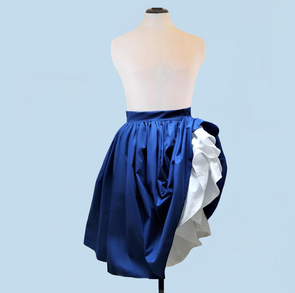 Royal Blue Peasant Skirt With Attached Petticoat Full Gathered Etsy