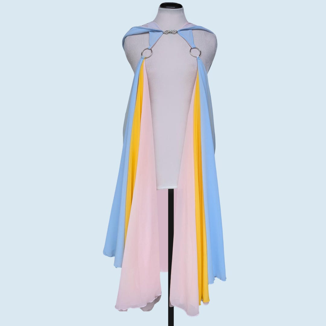 Blue Yellow Pink Chiffon Fantasy Costume Hooded Rainbow Cape - Etsy