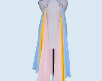 Blue Yellow Pink Chiffon Fantasy Costume Hooded Rainbow Cape