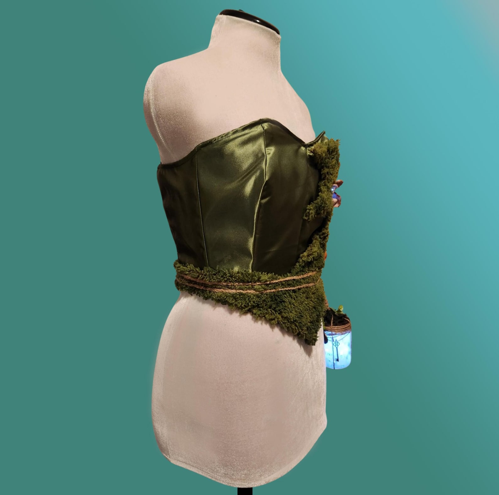 Glowing Mushroom Corset Light up Fairy Jar Over Bust Green Bodice ...