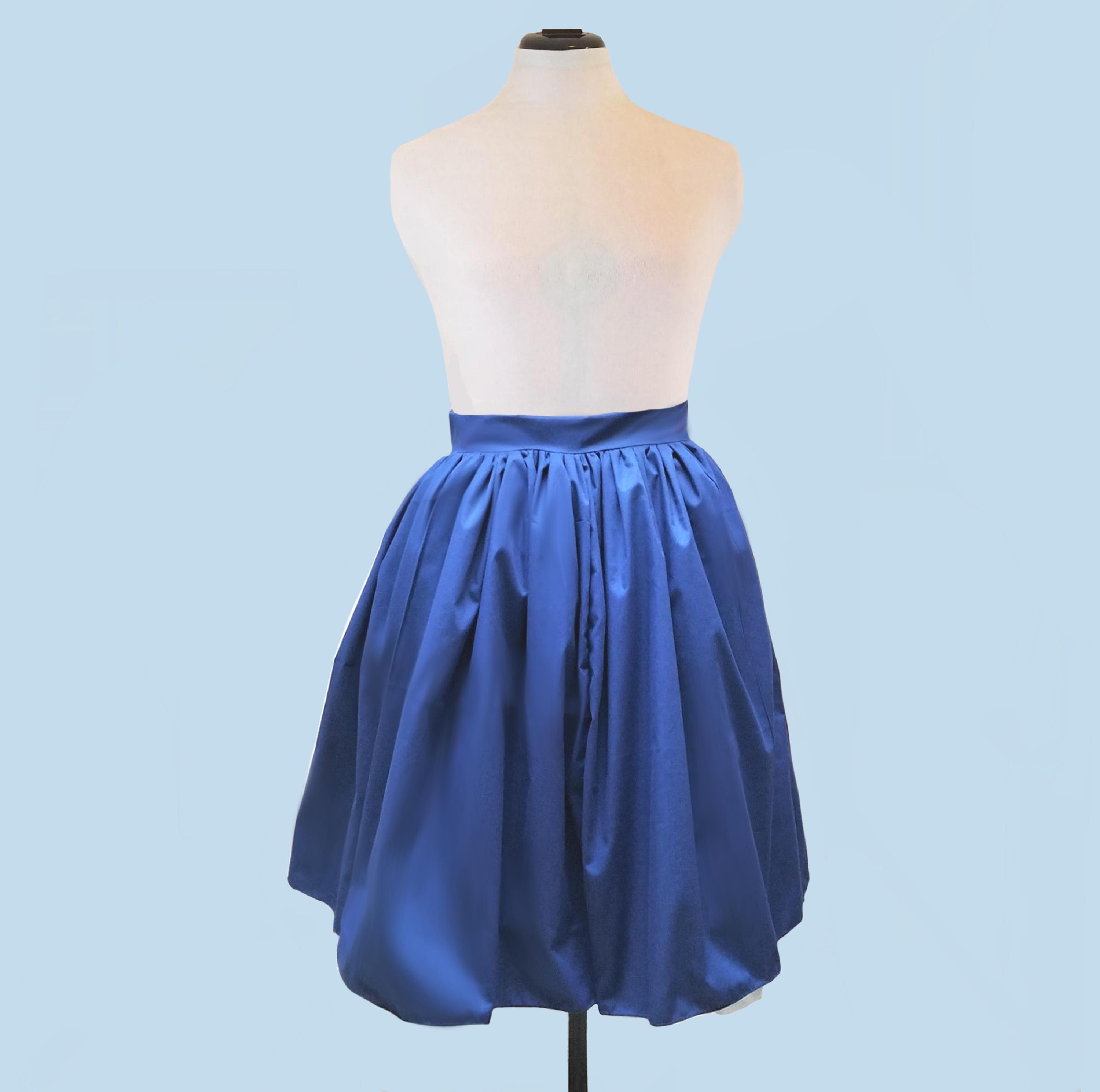 Royal Blue Peasant Skirt With Attached Petticoat Full Gathered Etsy
