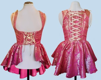 Under bust Overdress Victorian Renaissance Rust Orange Red Medieval Women's Waistcoat High Low Vest Dress Corset Adjustable LARP Costume