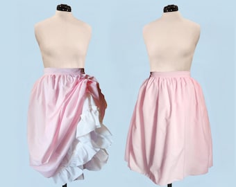 Pink Peasant Skirt with Attached Petticoat Full Gathered Edging Renaissance LARP Adventurer Costume