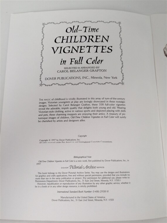 Old Time Children Vignettes Book In Full Color Dover Books - 