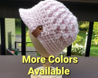 Crocheted Baby Hat with Brim - Size 3 - 6 months - 10 Colors Available