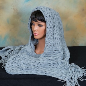 Oversized Crochet Hooded Scarf • Extra Long Cozy Wrap • Irish Style