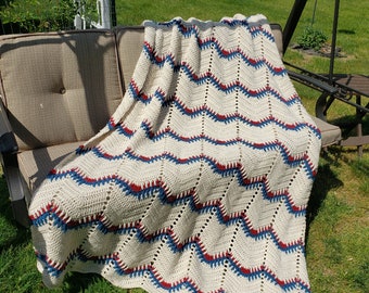 Crocheted Ripple Afghan - 2 colors available - Ready To Ship
