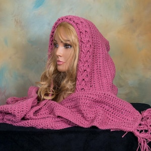 Oversized Crochet Hooded Scarf • Extra Long Cozy Wrap • Irish Style • 13 Color Options