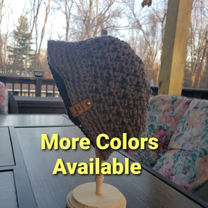 Crocheted Toddler Hat with Brim- Size 2T - 5T - 10 colors available