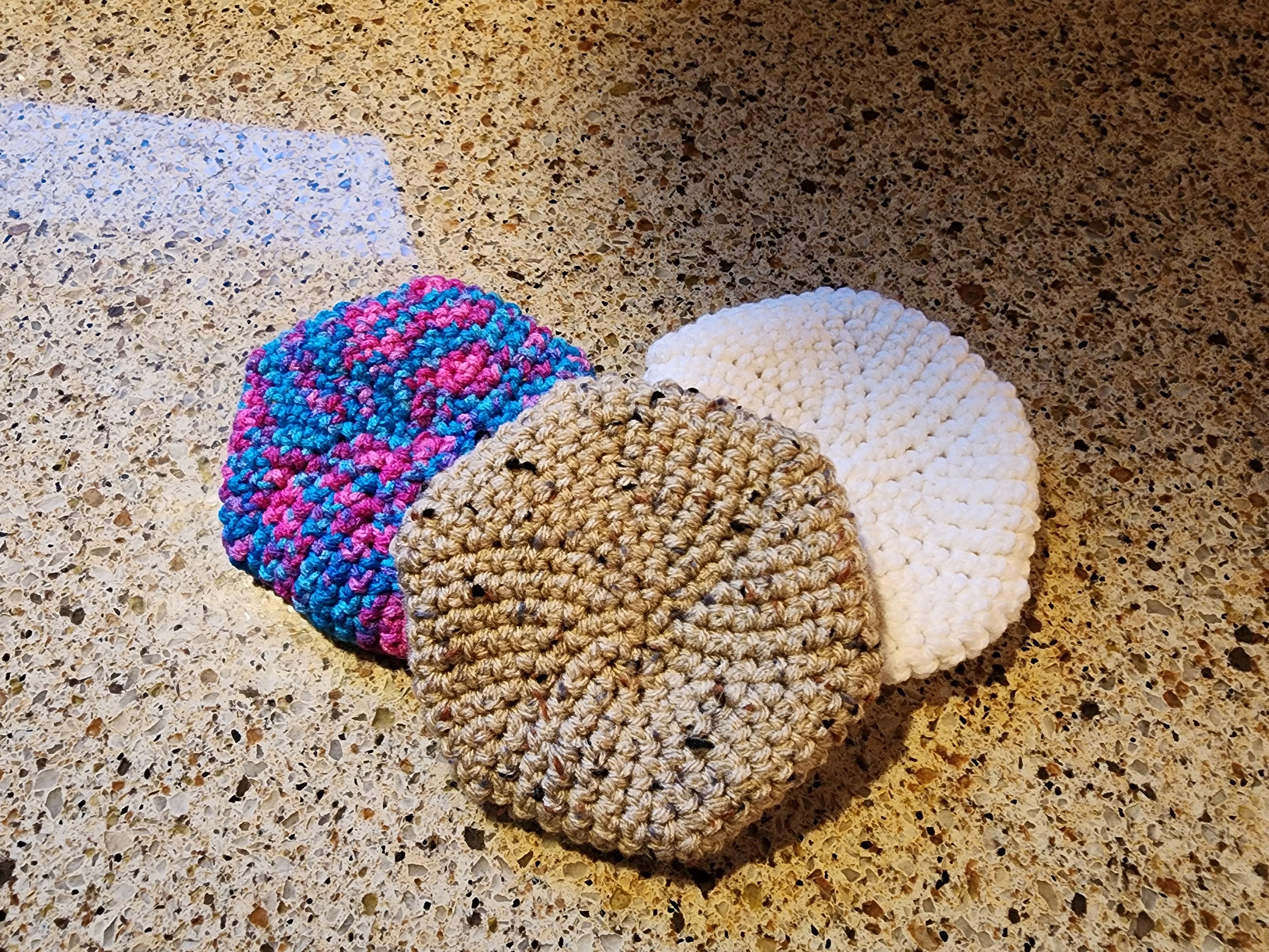 Scrap Yarn Crocheted Scrubbers /buffers Set of 3 Multiple Colors Available Etsy