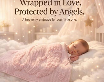Guardian Angel Baby Blanket – Handmade Crocheted Heirloom, Baptism & Christening Gift, 3 Color Options