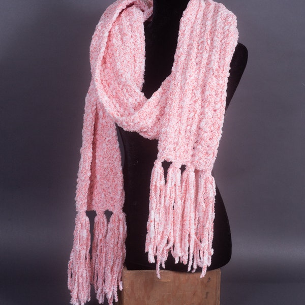 Extra Long Extra Soft Crocheted Scarf with Fringe - 8 colors available