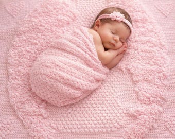Guardian Angel Baby Blanket – Handmade Crocheted Heirloom, Baptism & Christening Gift, 4 Color Options