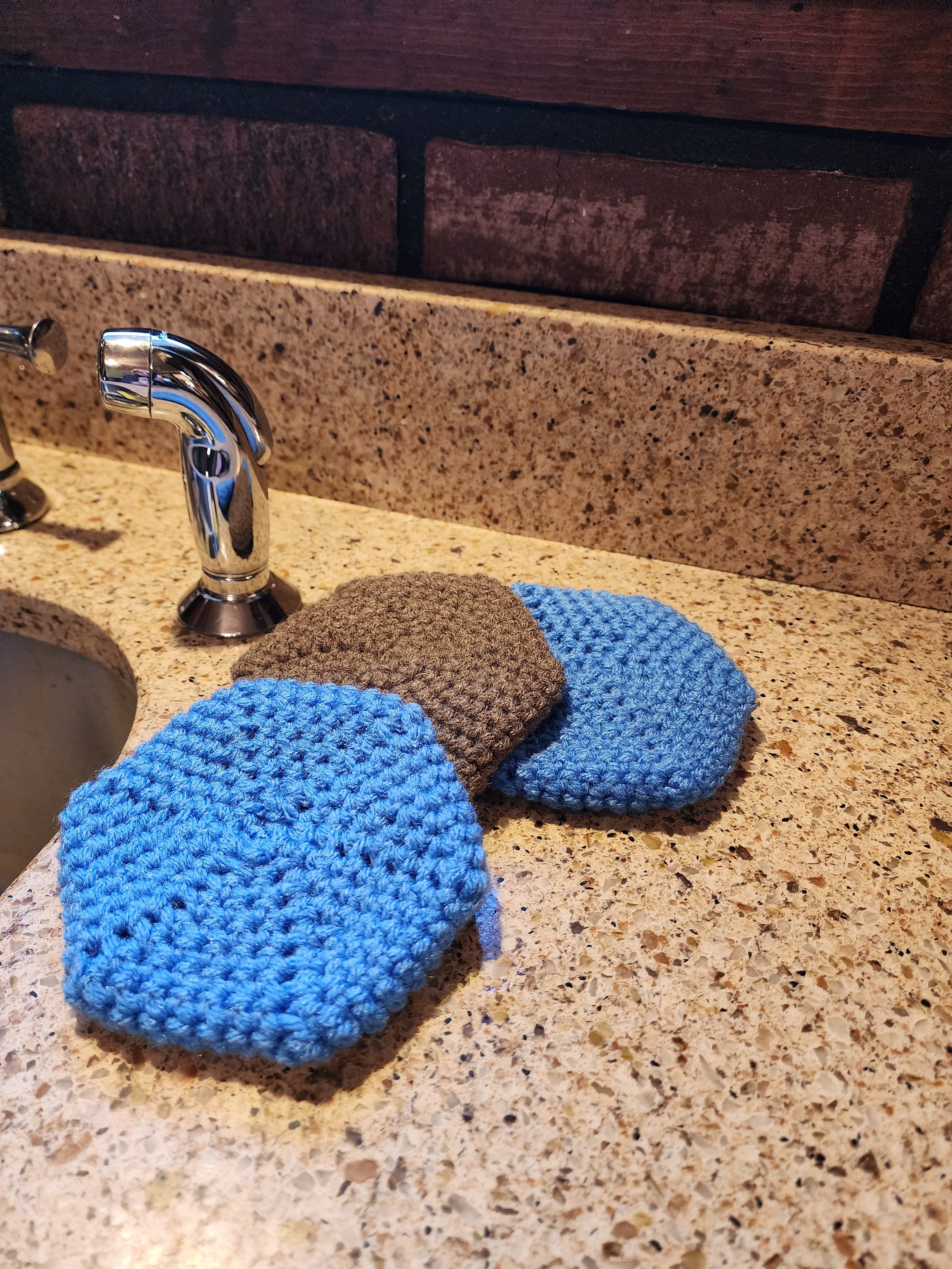 Scrap Yarn Crocheted Scrubbers /buffers Set of 3 Multiple Colors Available Etsy