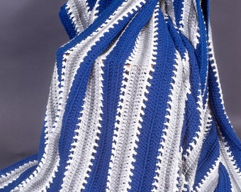 Large Striped Crocheted Afghan/Blanket - 4 colors available - Ready To Ship