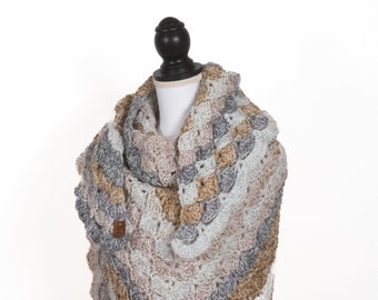 Retro-geïnspireerde gehaakte driehoekige sjaal - 5 kleuren beschikbaar