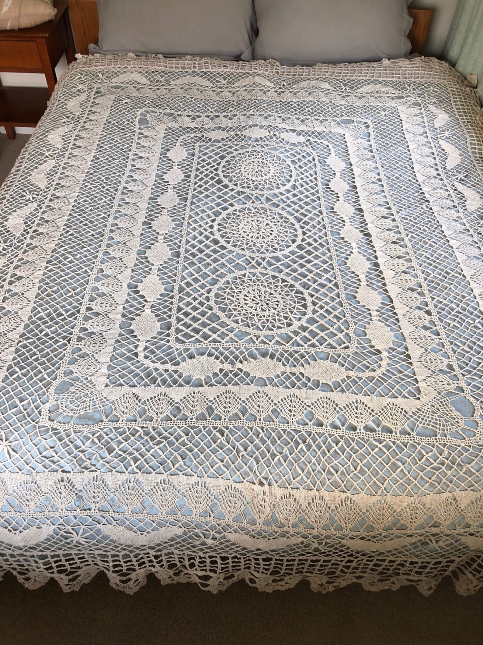 Vintage Hand Work Crochet Bedspread Etsy