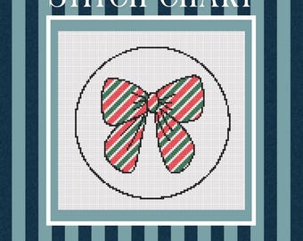 Padrão de bordado em ponto cruz com laço de Natal em PDF | 20x20 cm | 18 pontos por polegada | Arquivo Stitchly